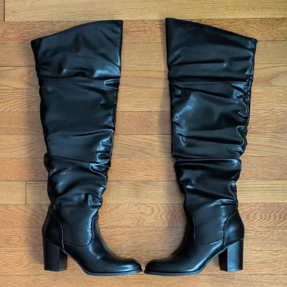 Black Over-the-Knee Women's Boots - Picture 2 of 5